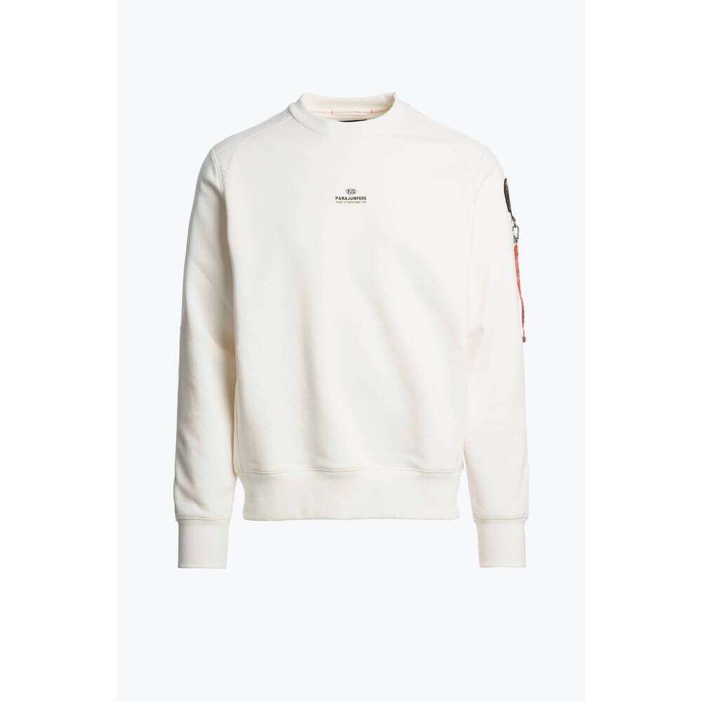 NEW PARAJUMPERS men's sabre basic crewneck sweatshirt in purity